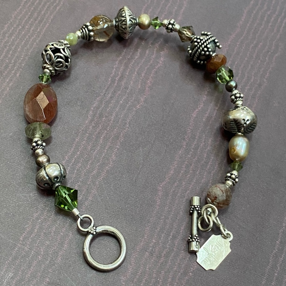 Tres Jolie Sterling Silver Bali Beads Toggle Bracelet